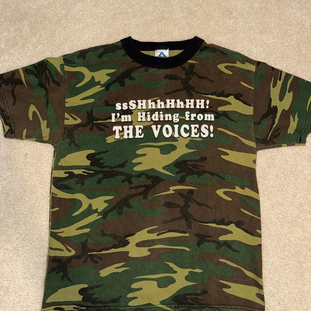 Camouflage "Shhh I'm Hiding From The Voices" Funny Shirt